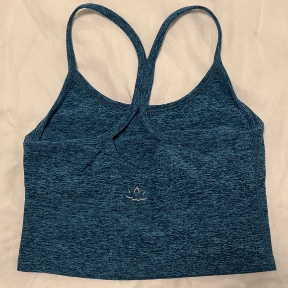 Beyond Yoga Teal Spacedye Slim Racerback Cropped Tank Top - Picture 1 of 5